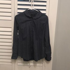 J.Crew nave polka dot women’s dress shirt